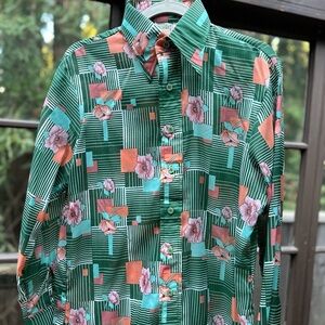 Vintage Lightweight Floral Green Shirt